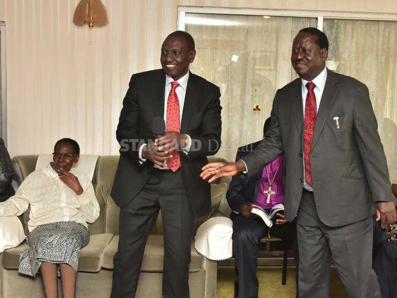 Dp Ruto Meets Raila At Matiba S Home To Console With Family The Standard