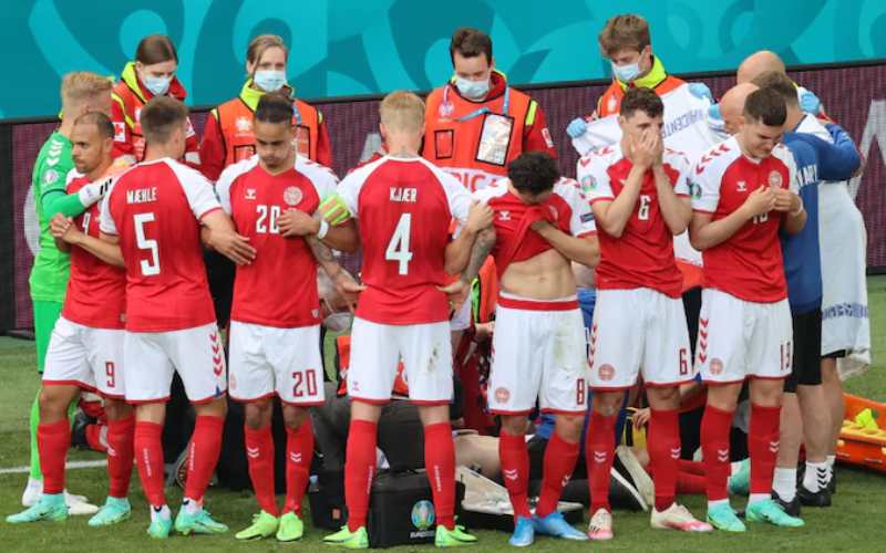 Christian Eriksen collapsed at Parken Stadium 