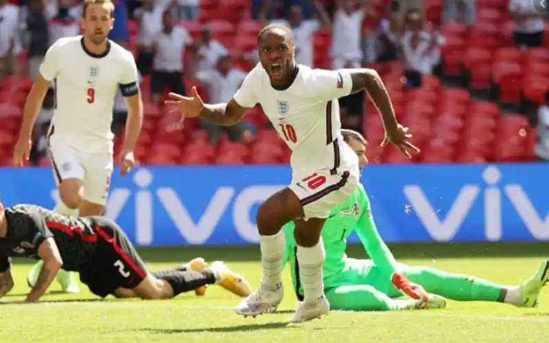 Raheem Sterling celebrates goal against Croatia