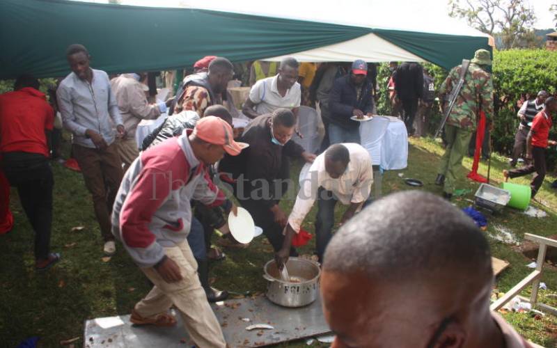  scrambling for food. 