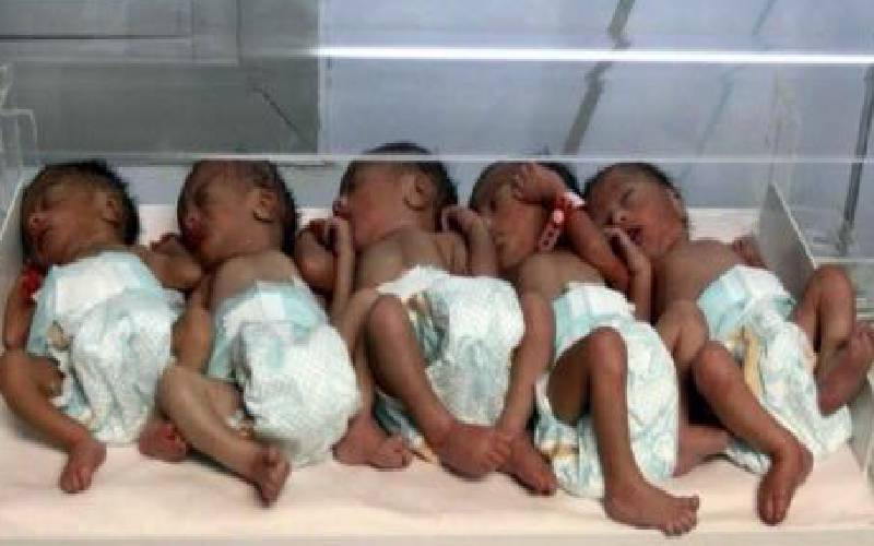 Everline Namukhula's quintuplets in March. 
