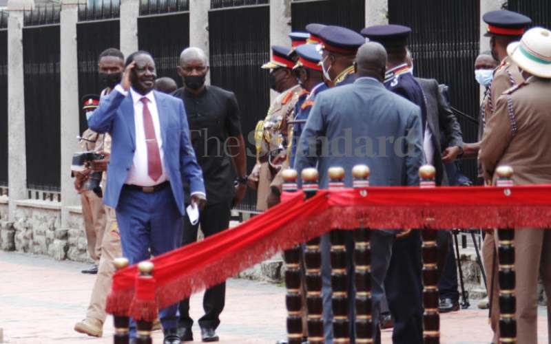 ODM leader Raila Odinga arrives at Parliament.