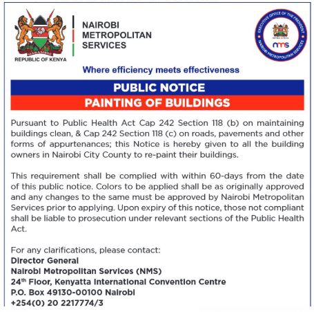 Building owners ordered to re-paint premises within 60 days.