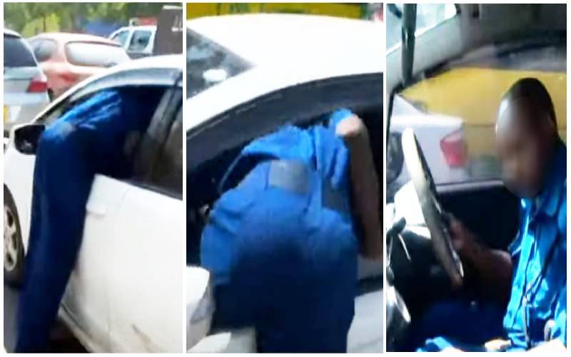 Policeman enters motorist’s car through co-driver window in Nairobi CBD