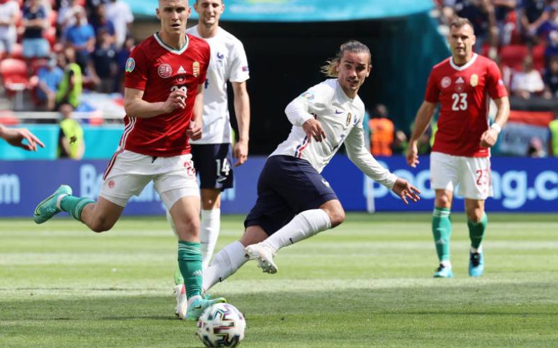 France's Griezmann in action against Hungary