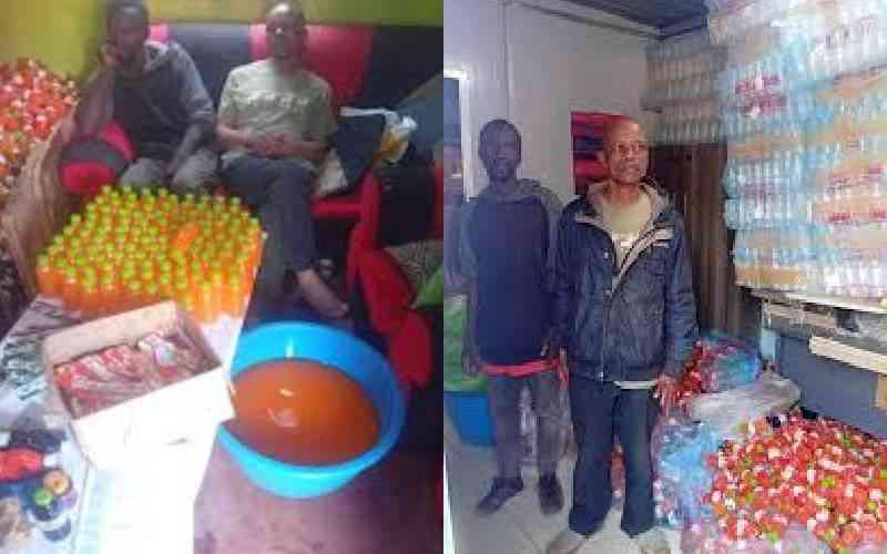 DCI busts fake juice operation in Kabete, arrests two suspects
