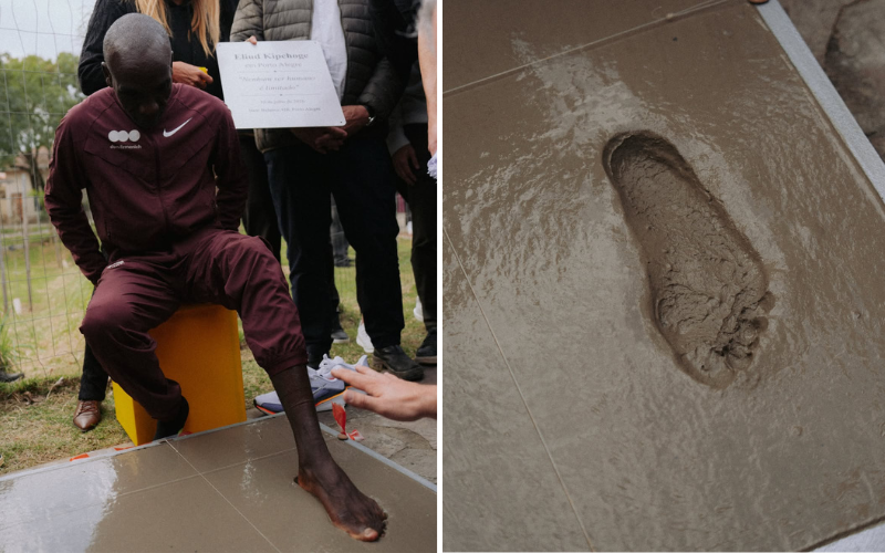 PHOTOS: Brazil honours Eliud Kipchoge with permanent footprint monument