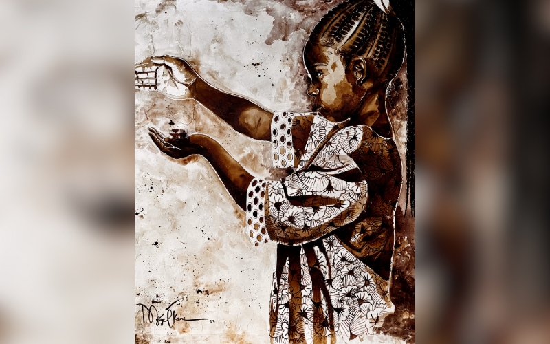 Nigerian artist highlights childhood resilience in coffee-themed exhibition