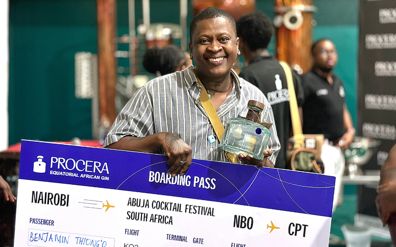 Mixologist Benjamin Thiong'o wins fully paid trip to South Africa after intense cocktail competition