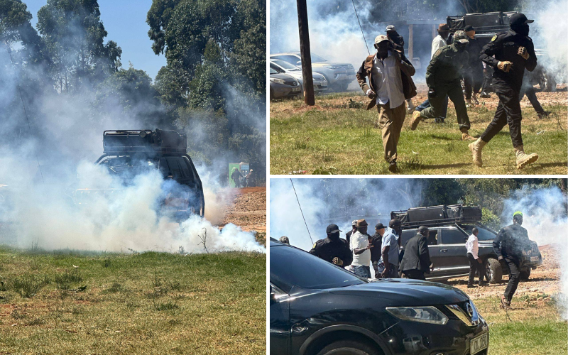 PHOTOS: Teargas, chaos at Othaya church service attended by Gachagua