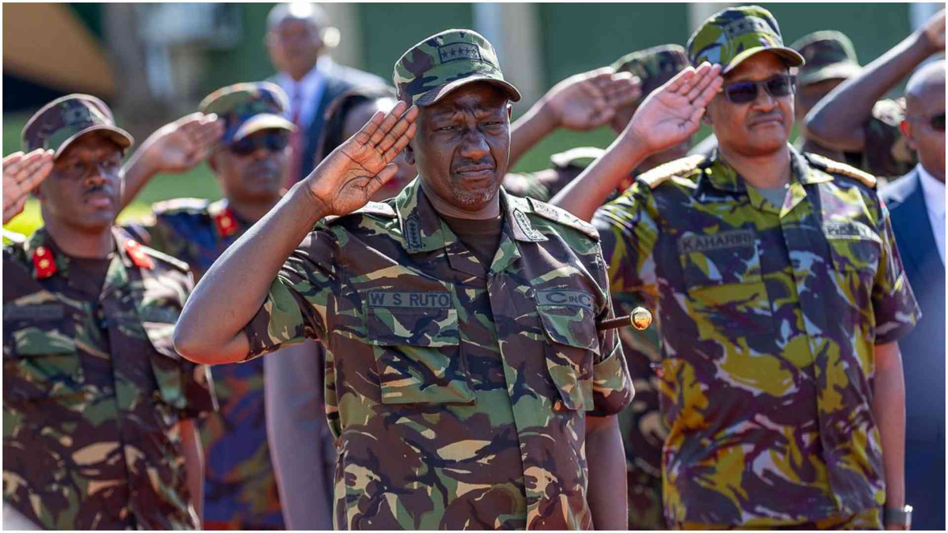 7 photos of President Ruto in full military fatigue at Moi Barracks in Eldoret