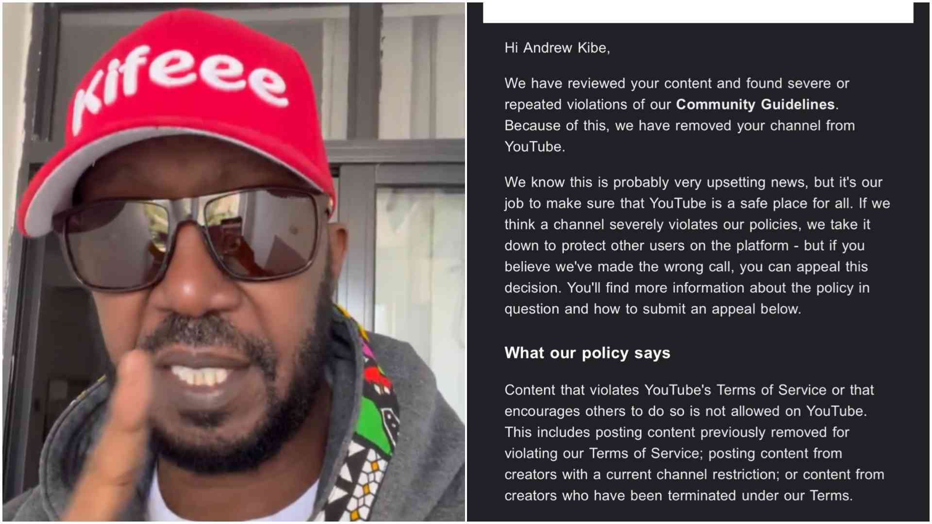 YouTube terminates Andrew Kibe's channel days after hosting Khalif Kairo, Morara Kebaso
