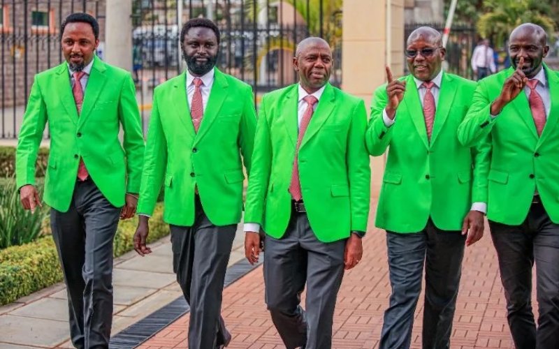 PHOTOS: DCP-allied senators don matching green blazers at Parliament after Ol-Kalou victory