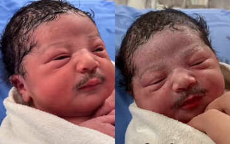 VIDEO: Newborn with adult-like moustache leaves social media users baffled