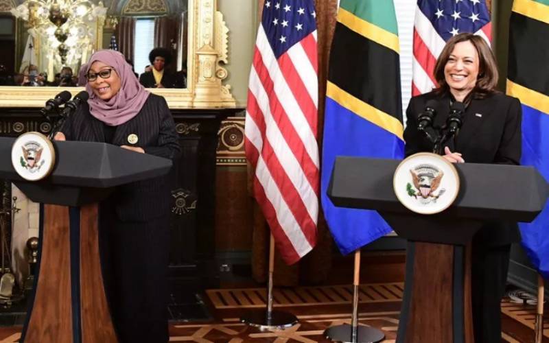 ‘Mujeres de primera’: Kamala Harris recibe al presidente de Tanzania, Samiya Soloho