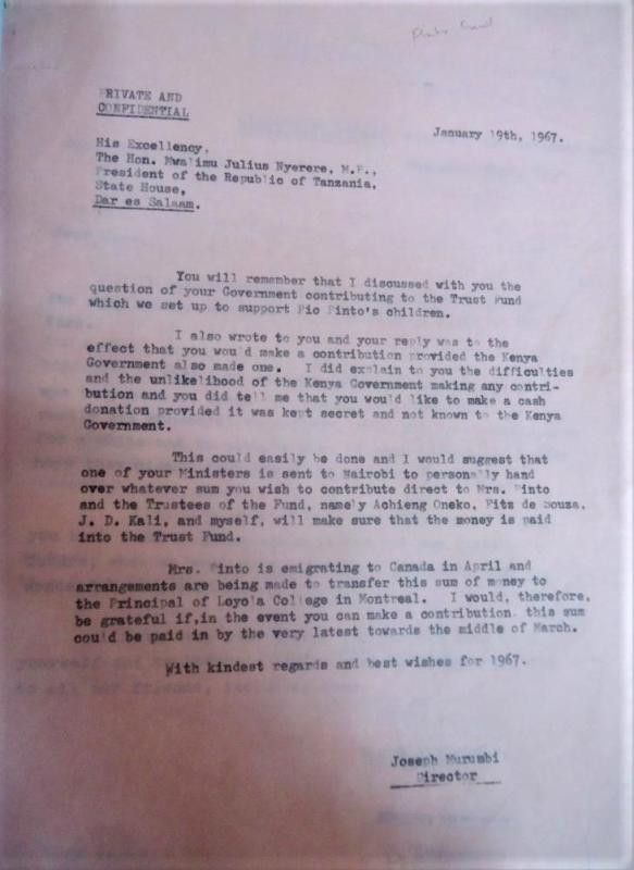 How Kenya's second VP helped Pio Gama Pinto's family relocate after assassination