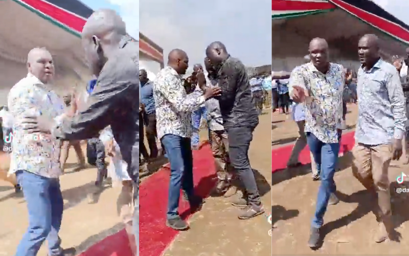 Video of Ruto's powerful PA Farouk Kibet shoving CS Mbadi off red carpet emerges