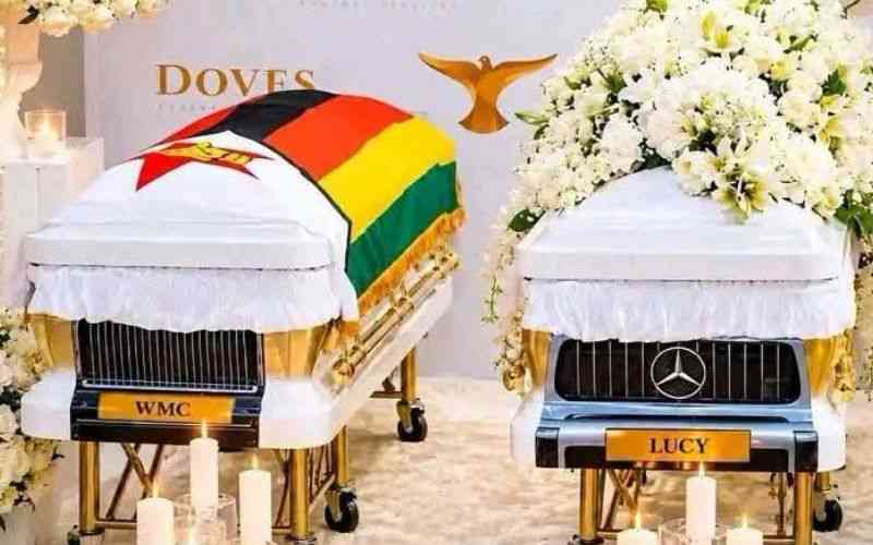 PHOTOS: Wicknell Chivayo's Sh28m gold coffin, wife's Mercedes-Benz casket steal show at lavish farewell