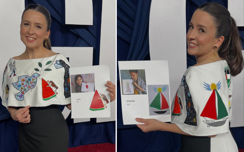Popular YouTuber Ms. Rachel showcases bold Gaza children's art during Glamour Awards