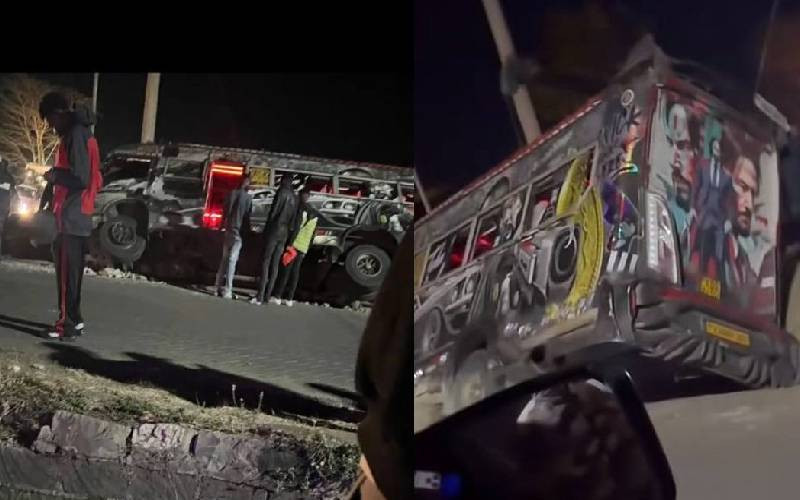 Popular 'Baba Yaga' matatu overturns in night crash along Rongai route