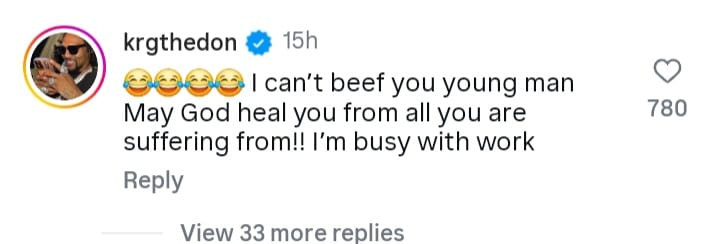 KRG the Don brushes off Miracle Baby's social media outburst: 'Can't beef with you'