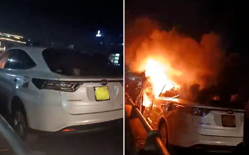 SUV burnt to ashes along Thika Road after fatal boda boda accident