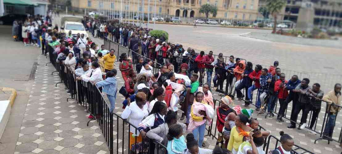 Kenyans queue at KICC to register for Worldcoin