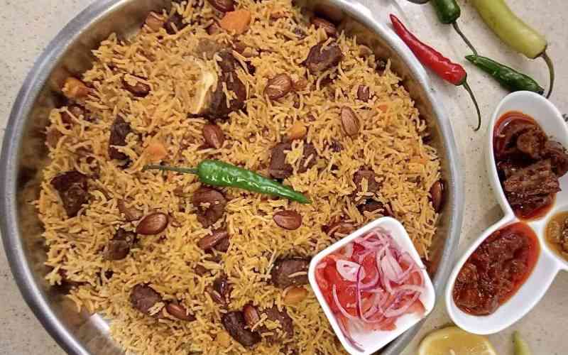 Delicious almond and beef pilau
