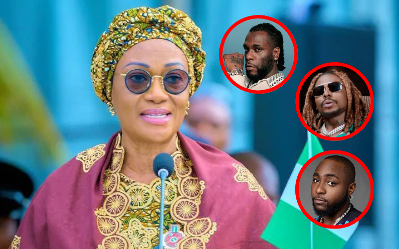 Nigeria's First Lady tells Davido, Burna Boy to help the poor, sparks backlash