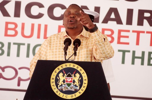 Former President Uhuru Kenyatta gestures during a past speech