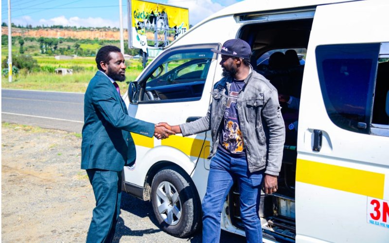 PHOTOS: Ol Kalou MP-elect Sammy Kamau boards matatu to Parliament for swearing-in