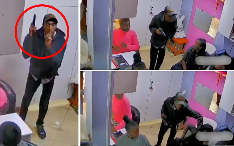 VIDEO: Armed robber storms Saika salon, terrorises customers in chilling daylight raid