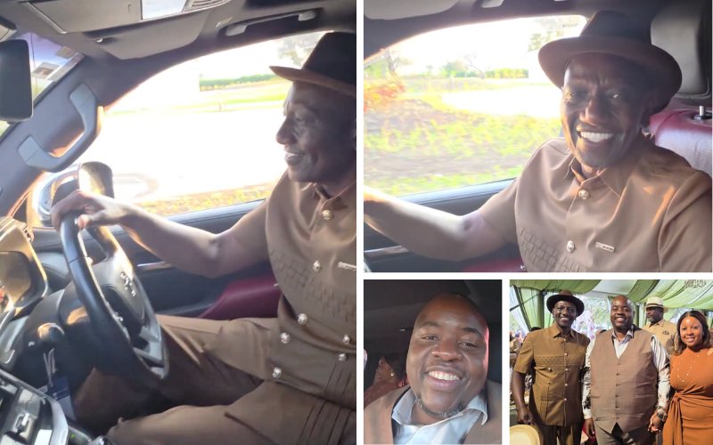 VIDEO: Ruto chauffeurs Wicknell Chivayo to helicopter after Charlene's wedding