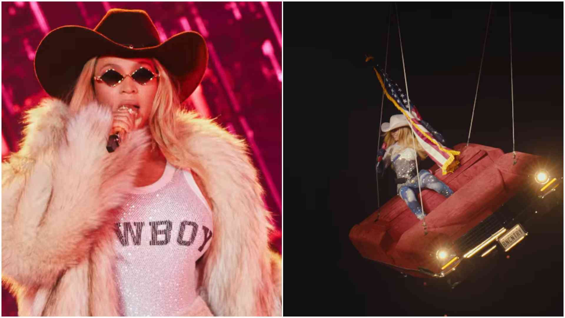 Beyonce suspended mid-air after floating car prop malfunctions mid-performance in Houston