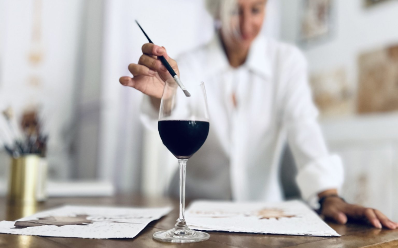 Italian artist PurpleRyta brings wine-on-paper art to Nairobi