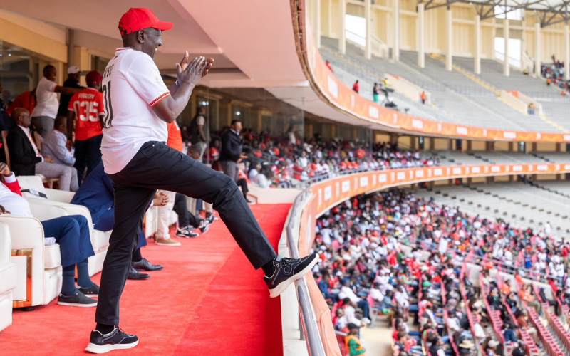Ruto rocks flashy Sh126,000 Ferragamo Gancini shoes during Kenya vs Zambia clash