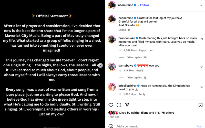 Gospel singers Chandler Moore, Naomi Raine quit Maverick Music