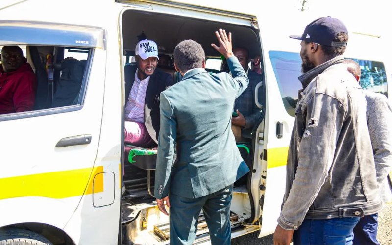 PHOTOS: Ol Kalou MP-elect Sammy Kamau boards matatu to Parliament for swearing-in