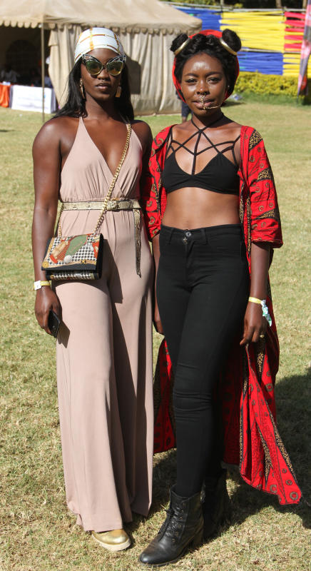 Sharon Otieno(Left)pose for a photo with Soila Kar