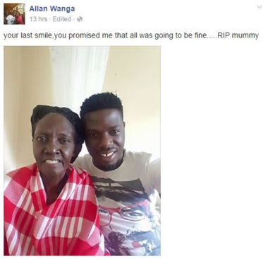 Footballer Allan Wanga with his mother