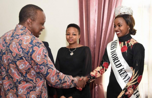 President Uhuru with Miss world Kenya 2015