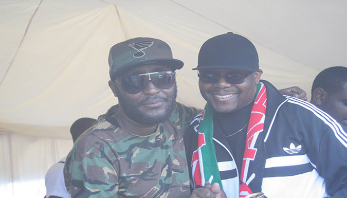 Sharffie Waweru and a fan at the Masku Rugby 7's