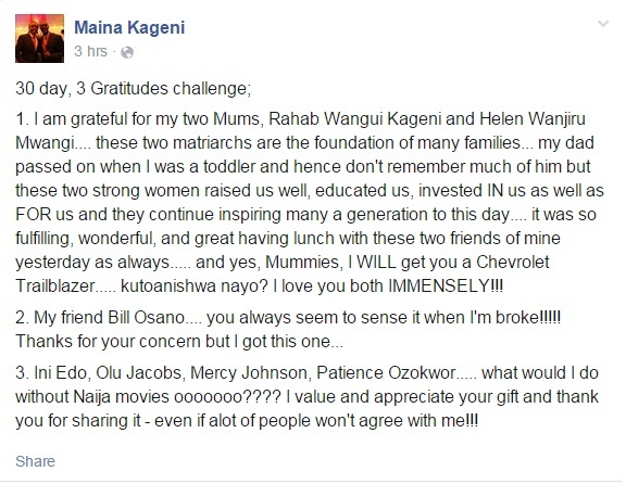 Maina Facebook Page post