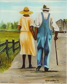 Old couple walking