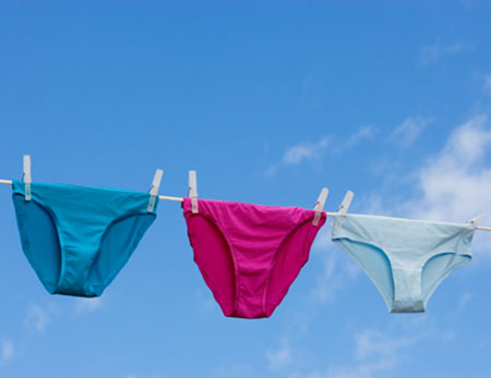Women's underwear on hanging line