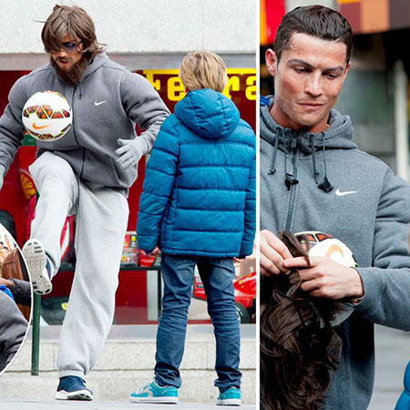 Cristiano Ronaldo dressed as a beggar