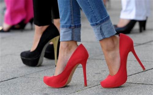 Ladies walking in high heels
