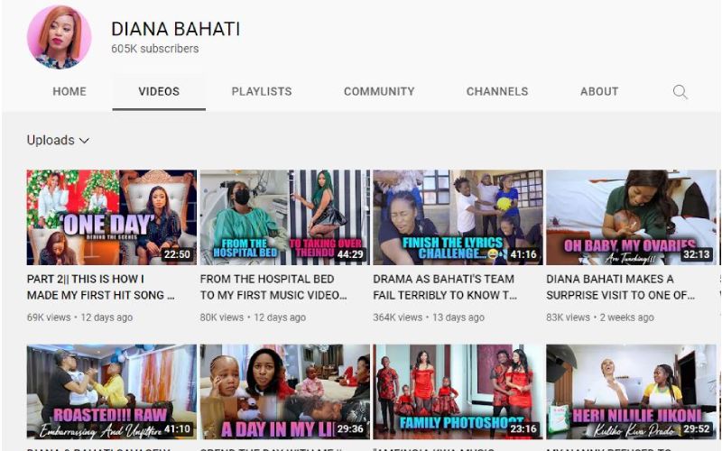 Diana Marua  channel hacked, deleted