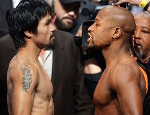 Manny Pacquiao face Floyd Mayweather ahead of match