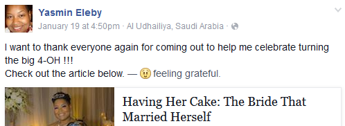 Yasmin Eleby's Facebook post